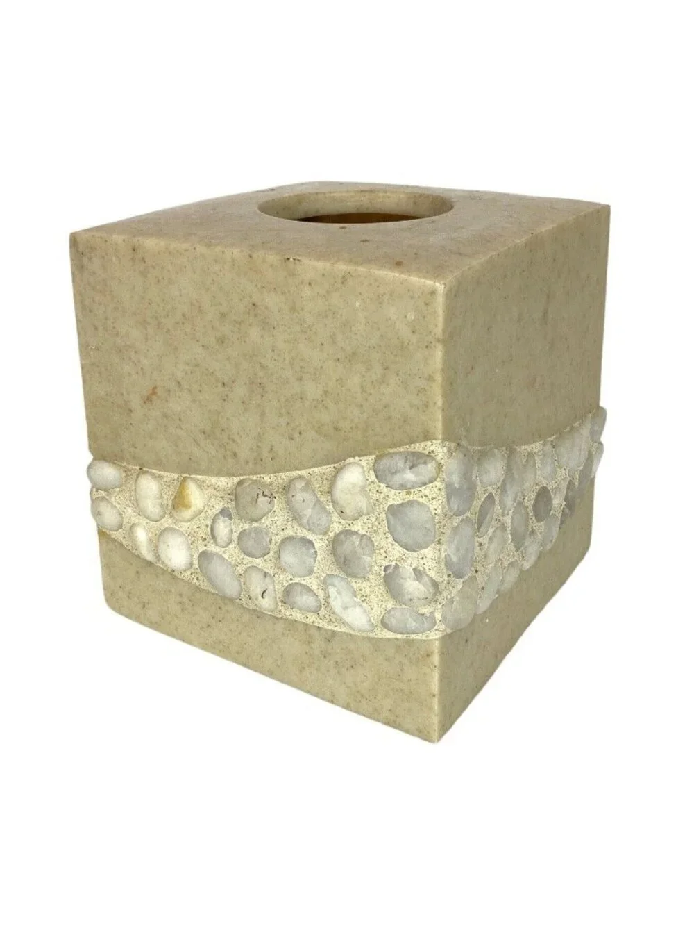 Veratex Really Stone Beige Square Tissue Box Cover Heavy Natural Bathroom Decor